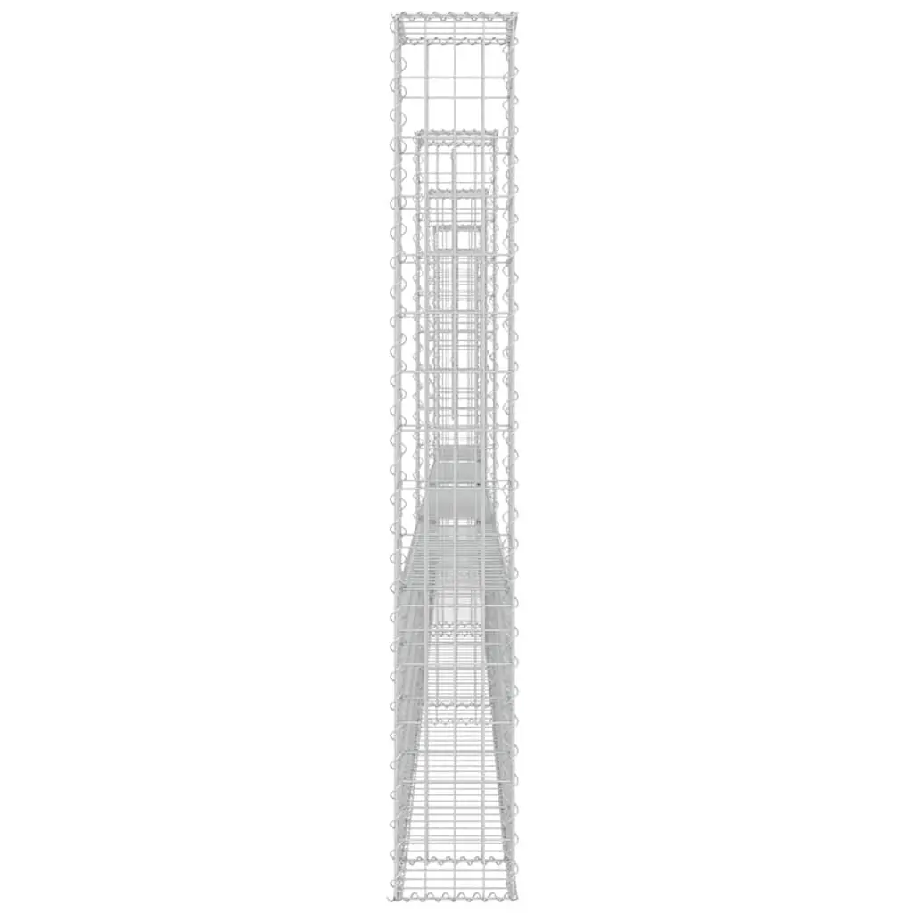 U-Shape Gabion Basket Iron Fence Panel 500 x 20 x 150 cm Silver