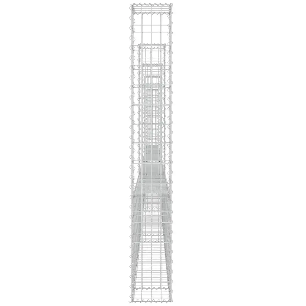 U-Shape Gabion Basket Iron 620 x 20 x 150 cm Silver with 6 Posts for Garden Barrier Retaining Wall