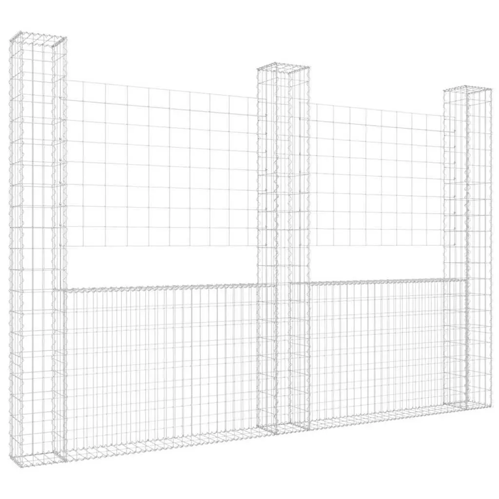 U-Shape Gabion Basket Fence Panel Iron Welded Wire Mesh 260x20x200cm Silver