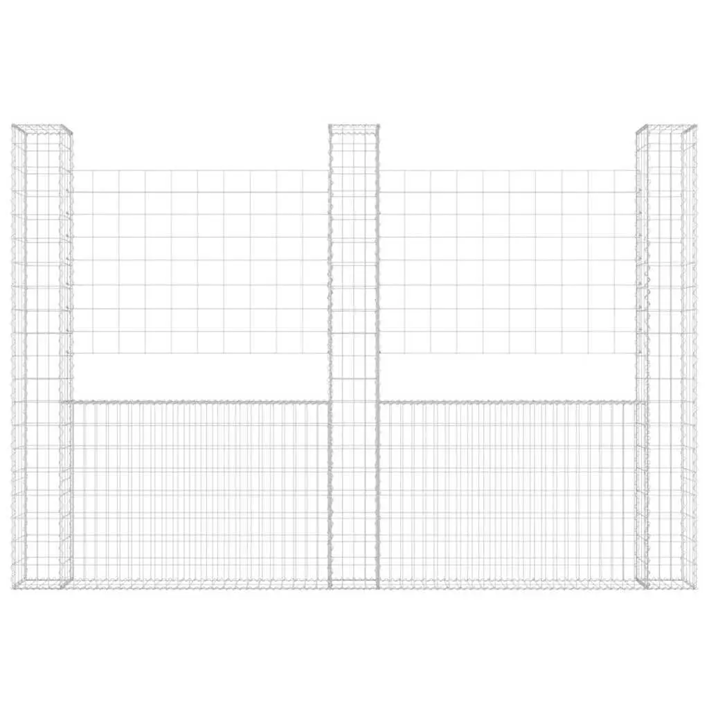 U-Shape Gabion Basket Fence Panel Iron Welded Wire Mesh 260x20x200cm Silver