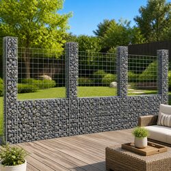 U-Shape Gabion Basket Fence Panel with 4 Posts Iron Garden Retaining Wall