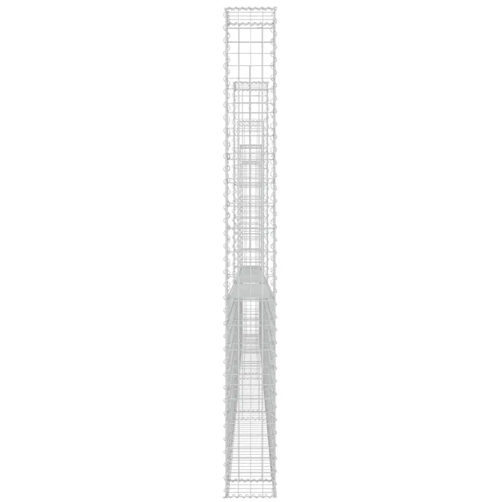 Gabion Basket Iron Silver 500x20x200cm U-Shape with 5 Posts for Retaining Wall Garden Landscaping