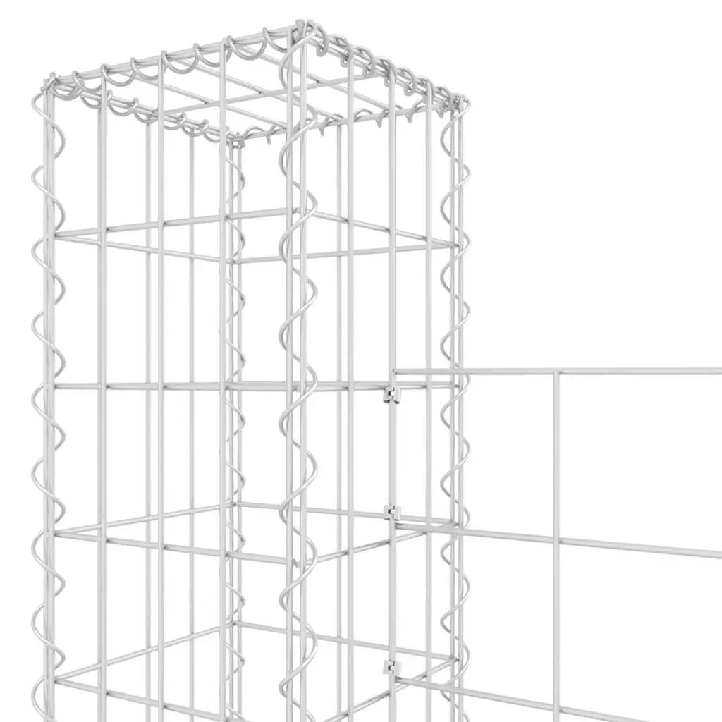 Gabion Basket Iron Silver 500x20x200cm U-Shape with 5 Posts for Retaining Wall Garden Landscaping