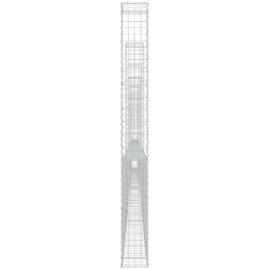 U-Shape Gabion Basket with 7 Posts Retaining Wall Silver 740 x 20 x 200 cm