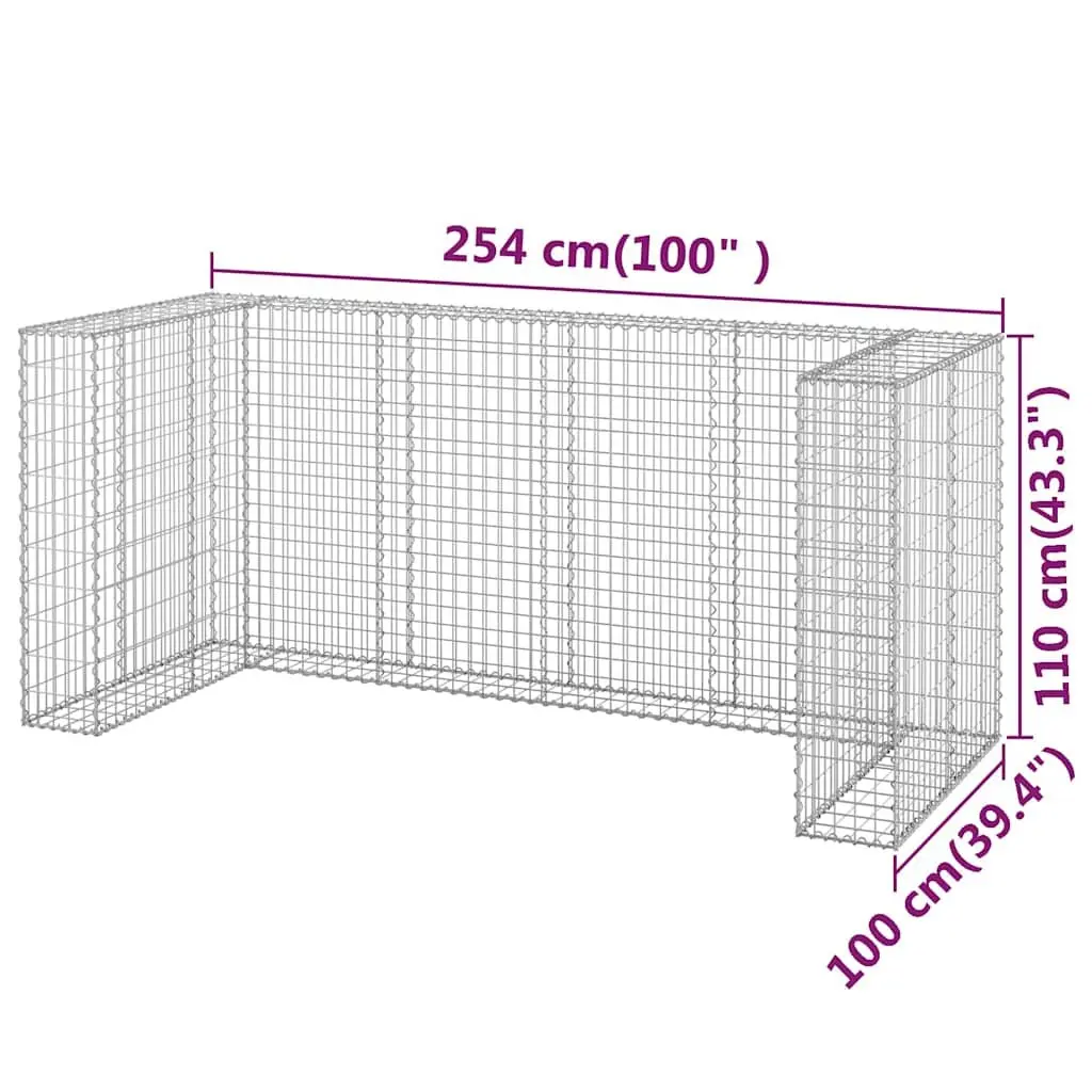 Gabion Wall Enclosure Galvanised Steel 254 x 100 x 110 cm Silver