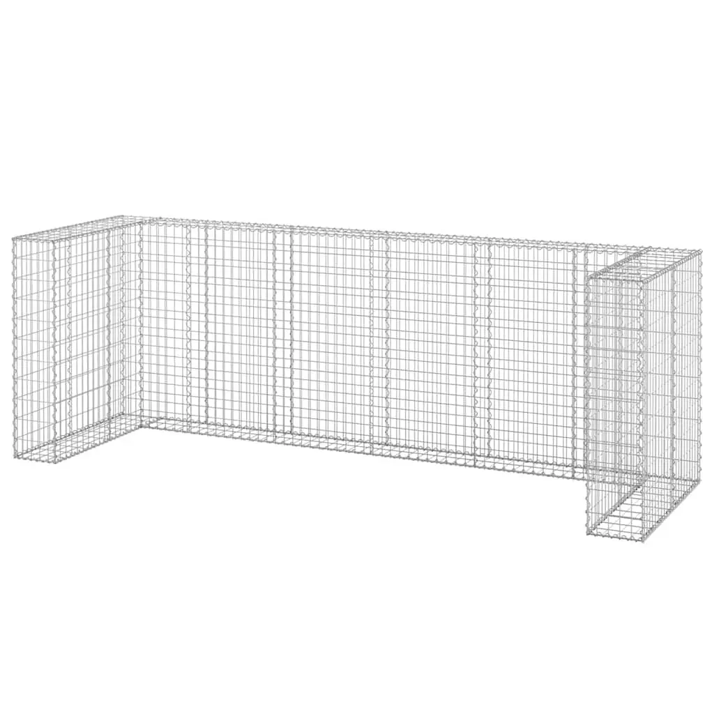 Gabion Wall Waste Container Enclosure Galvanised Steel Mesh 325 x 100 x 110 cm Silver