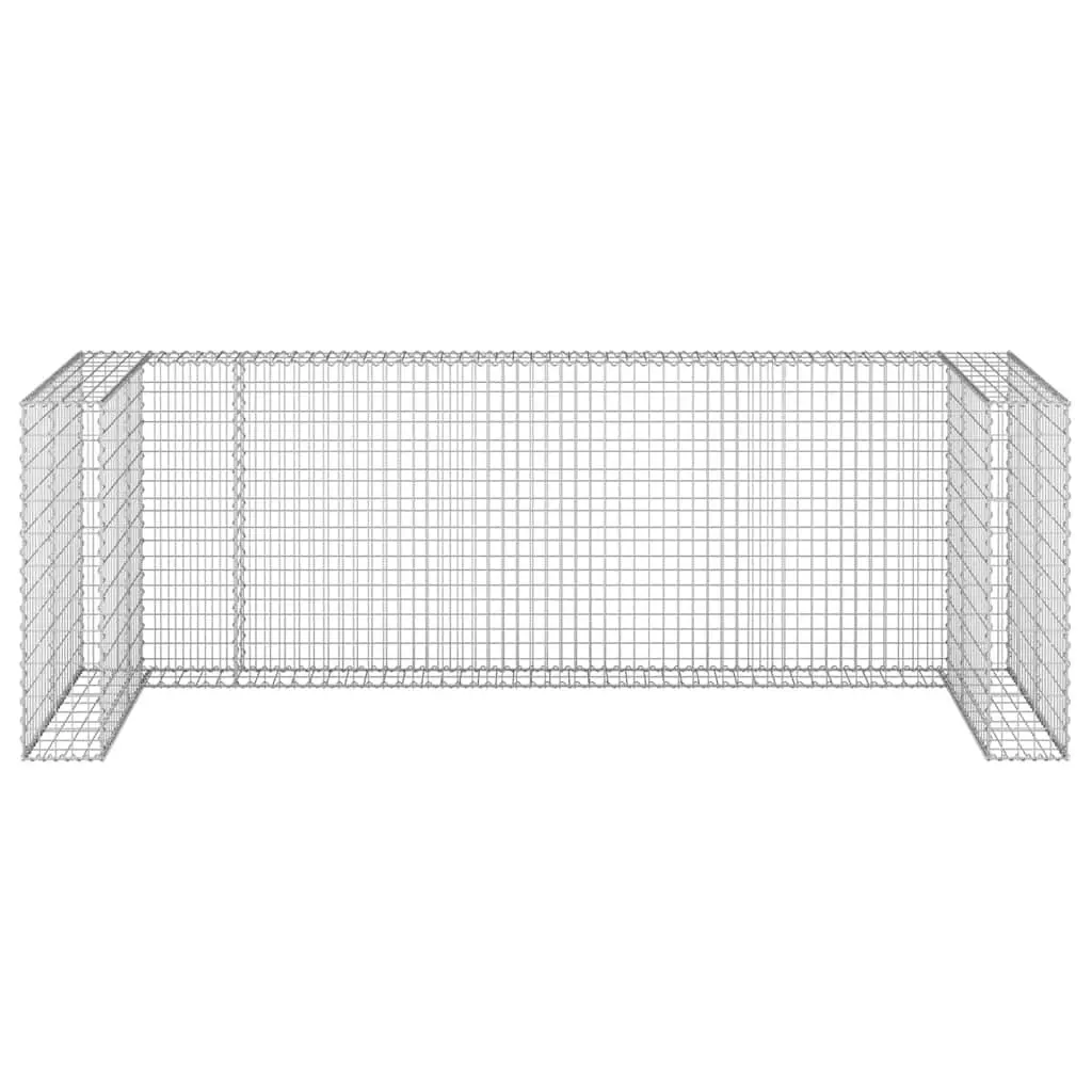 Gabion Wall Waste Container Enclosure Galvanised Steel Mesh 325 x 100 x 110 cm Silver