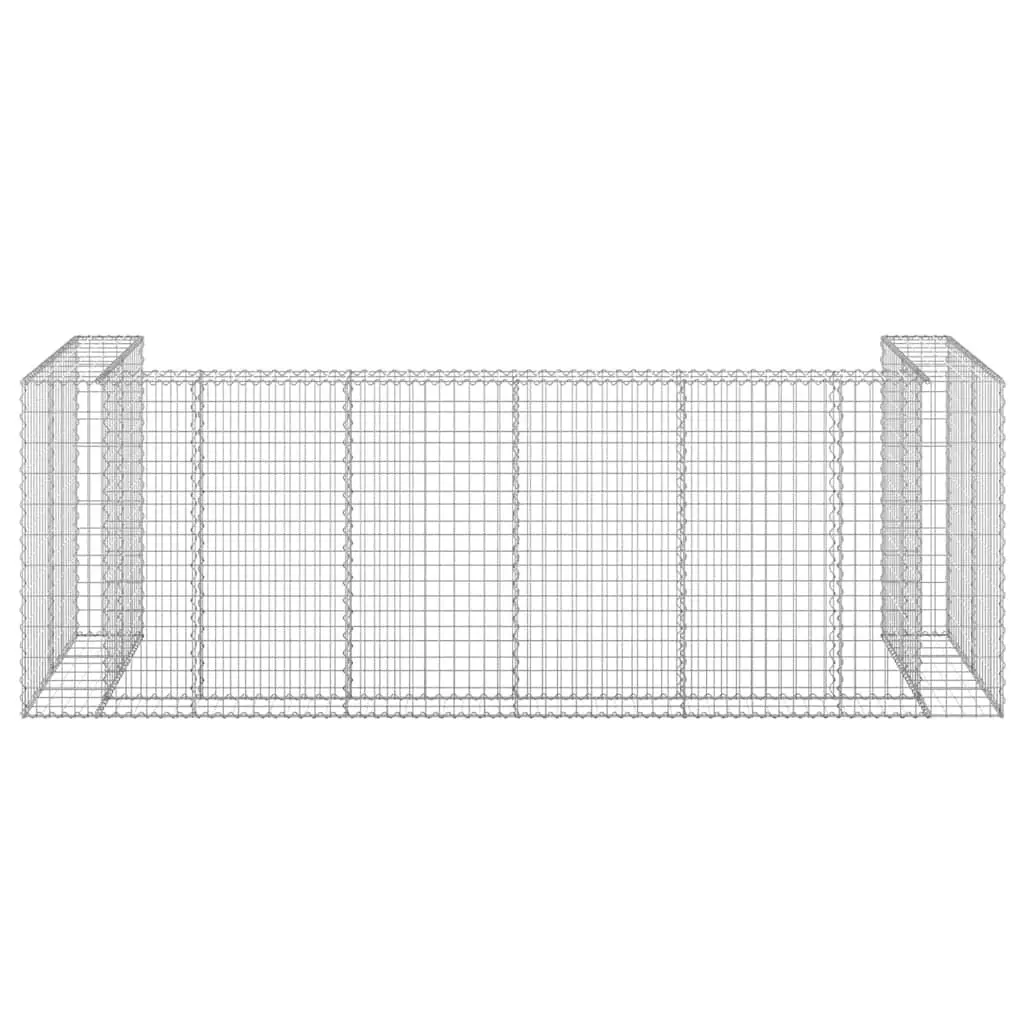 Gabion Wall Waste Container Enclosure Galvanised Steel Mesh 325 x 100 x 110 cm Silver