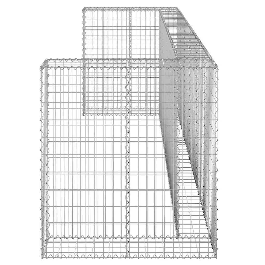 Gabion Wall Waste Container Enclosure Galvanised Steel Mesh 325 x 100 x 110 cm Silver