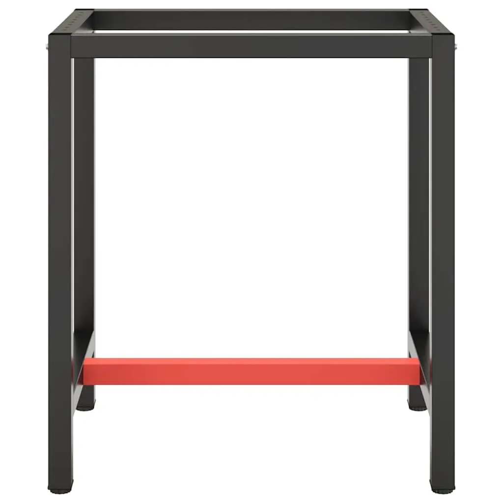 Heavy Duty Metal Workbench Frame Matte Black Red 70x50x79cm