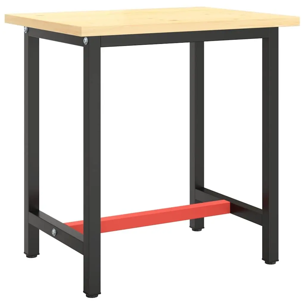 Heavy Duty Metal Workbench Frame Matte Black Red 70x50x79cm