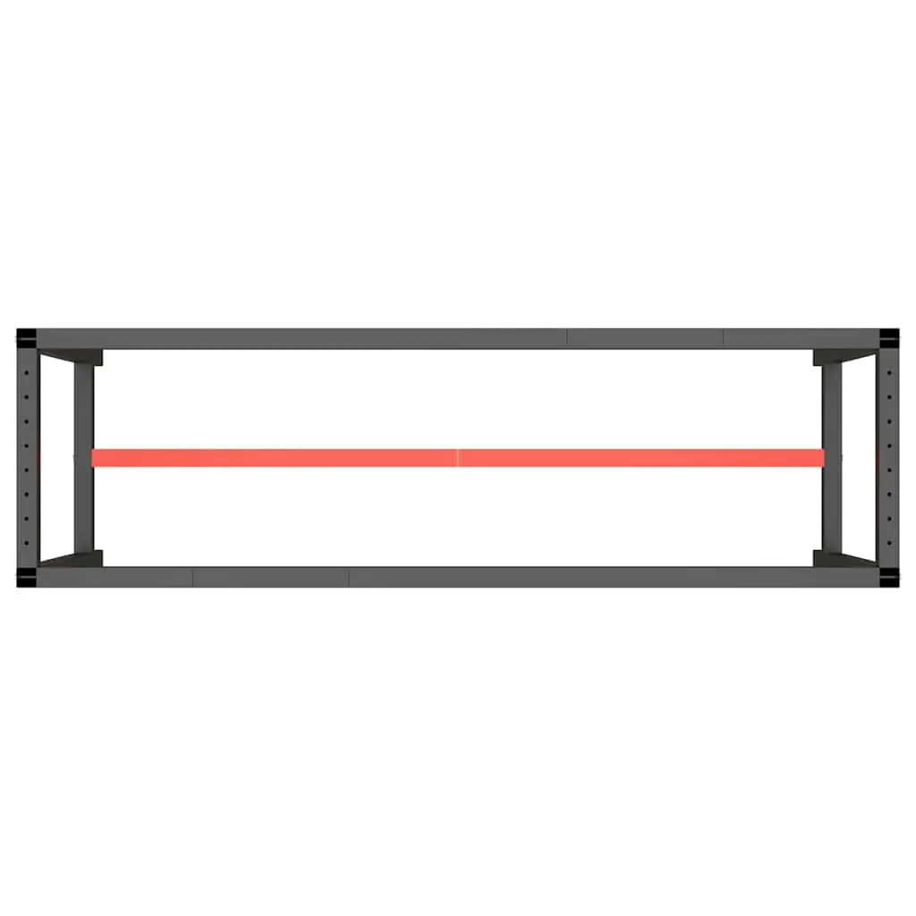 Work Bench Frame Metal Heavy Duty Powder Coated Matte Black Red 170x50x79cm
