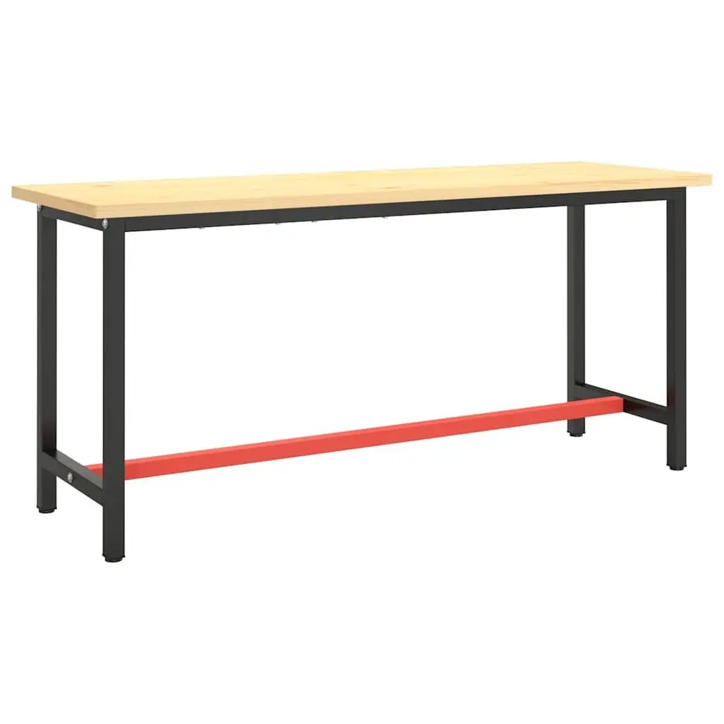 Work Bench Frame Metal Heavy Duty Powder Coated Matte Black Red 170x50x79cm
