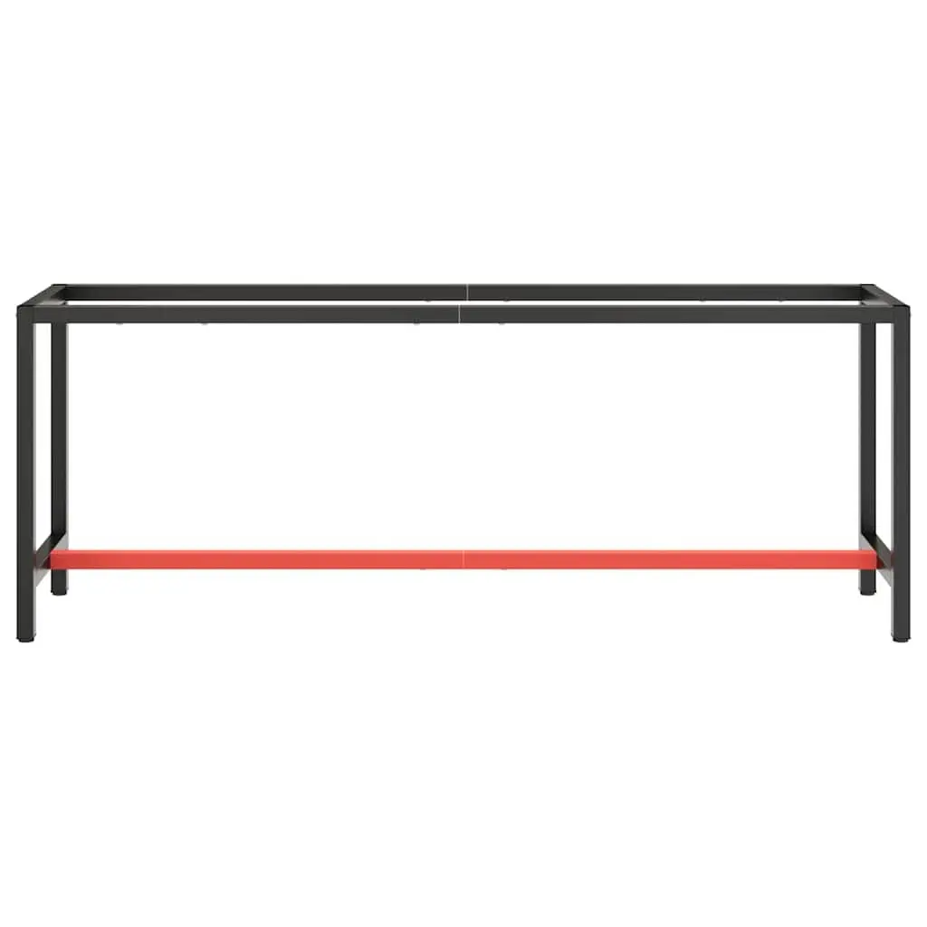 Metal Work Bench Frame Heavy Duty Matte Black and Matte Red 210 x 50 x 79 cm