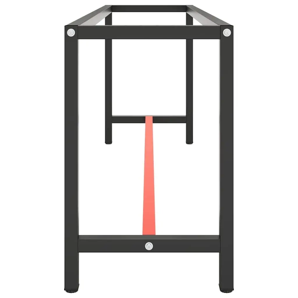 Metal Work Bench Frame Heavy Duty Matte Black and Matte Red 210 x 50 x 79 cm