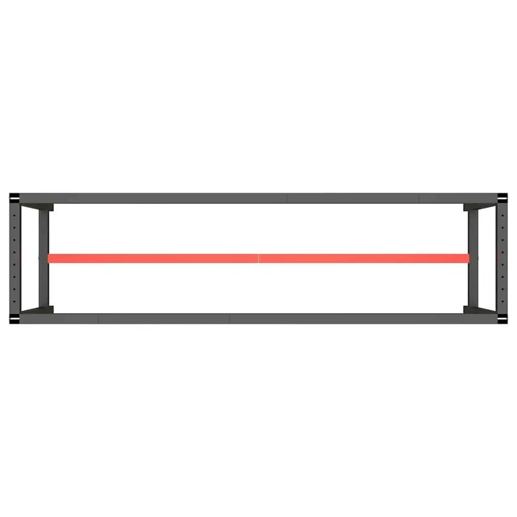 Metal Work Bench Frame Heavy Duty Matte Black and Matte Red 210 x 50 x 79 cm