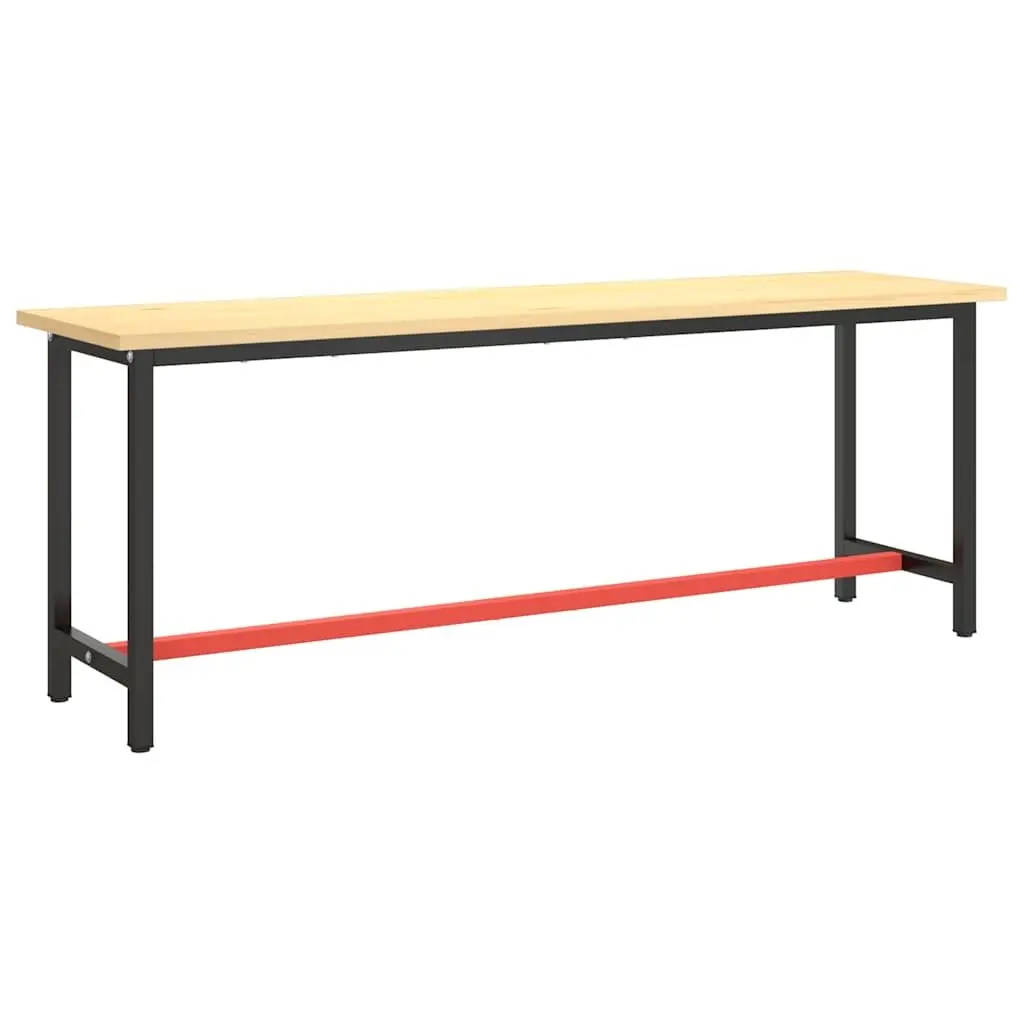 Metal Work Bench Frame Heavy Duty Matte Black and Matte Red 210 x 50 x 79 cm