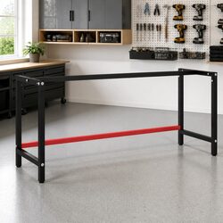 Work Bench Frame Metal Heavy Duty Matte Black Tabletop Base 180x57x79cm