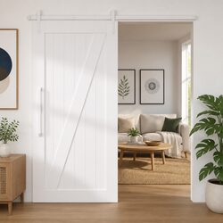 Sliding Door Hardware Kit 200cm Steel Track System White Barn Door Roller