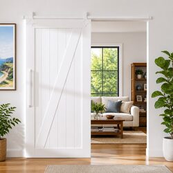 Sliding Door Hardware Kit 183cm Steel White Track Rail Floor Guide Barn Kitchen