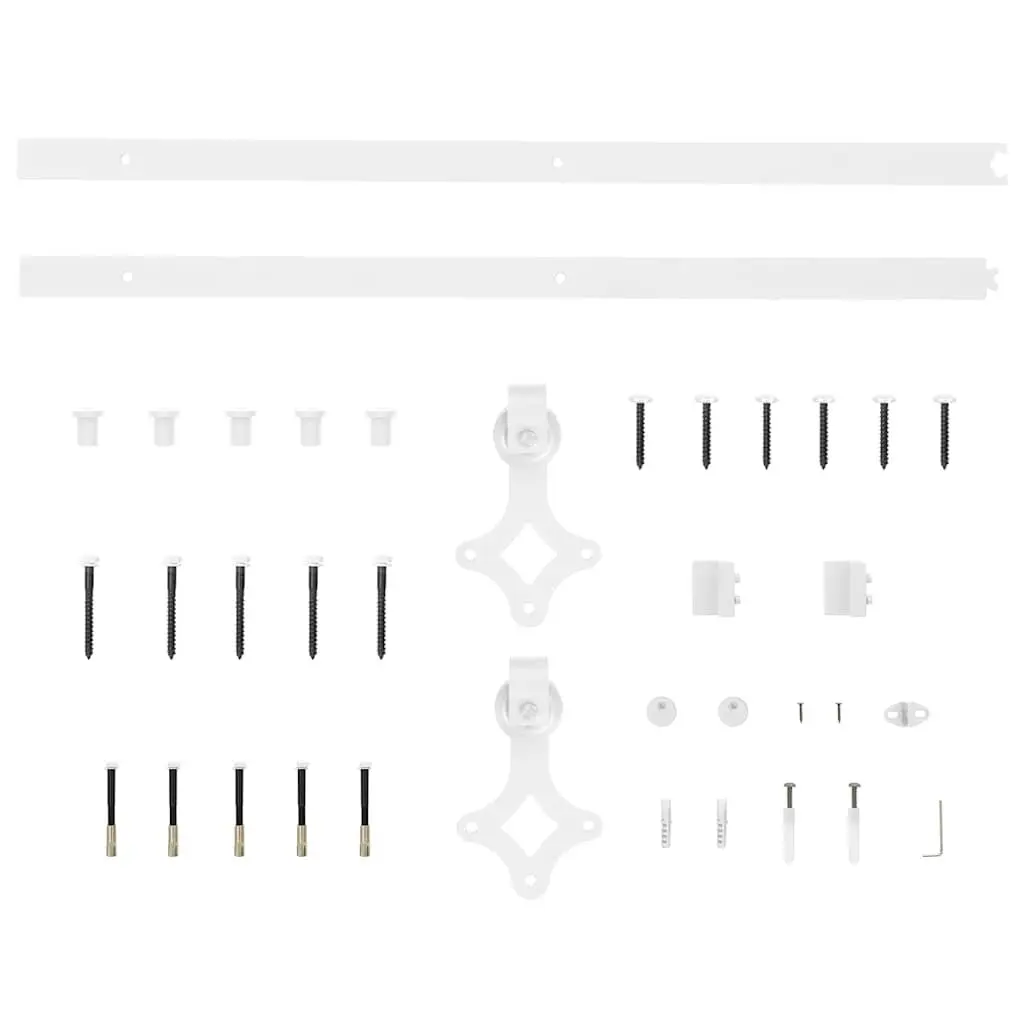 Sliding Door Hardware Kit 183cm Steel White Track Rail Floor Guide Barn Kitchen