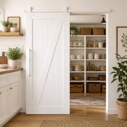 Sliding Door Hardware Kit 200cm Steel Track Rail System White