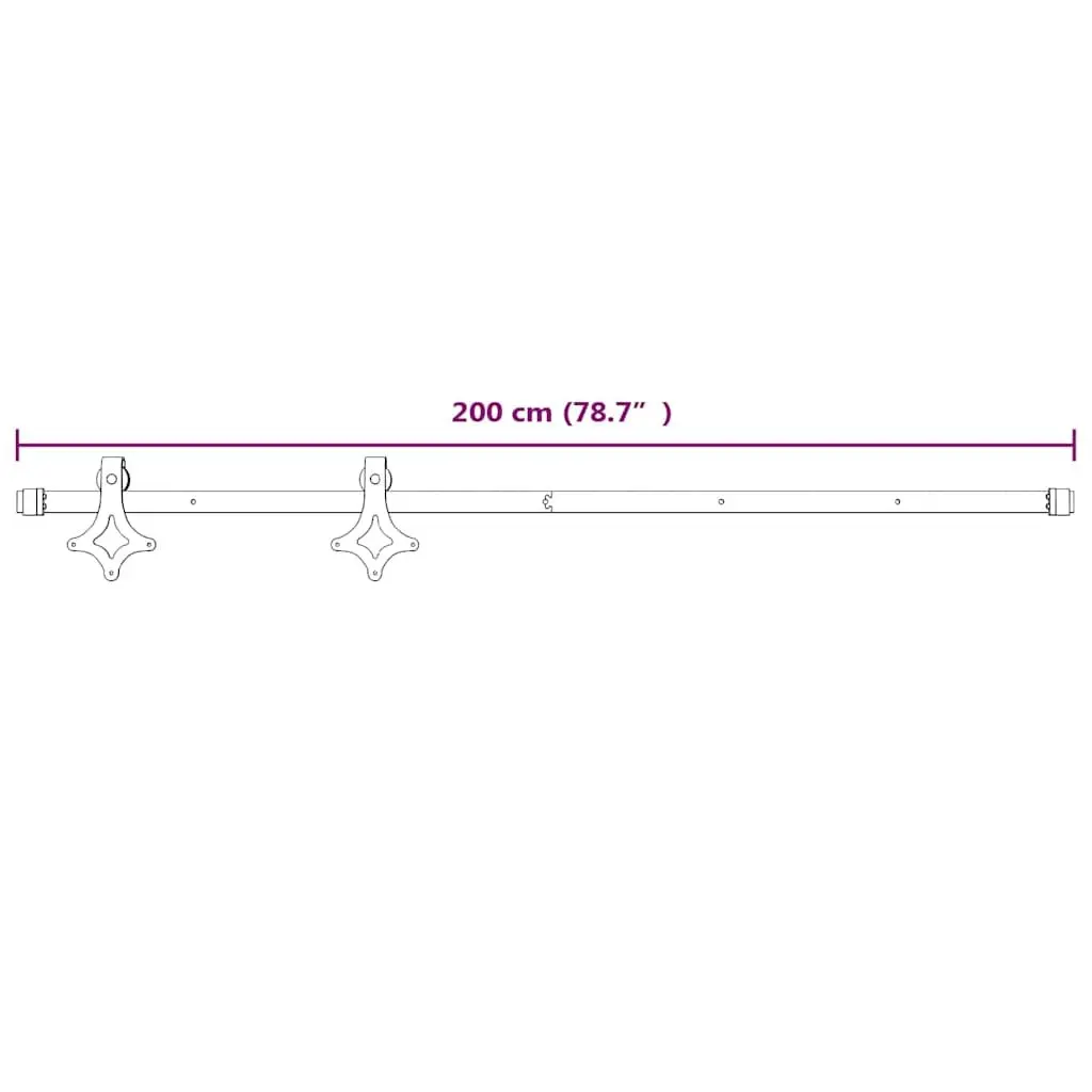 Sliding Door Hardware Kit 200cm White Powder-Coated Steel Track Rail System