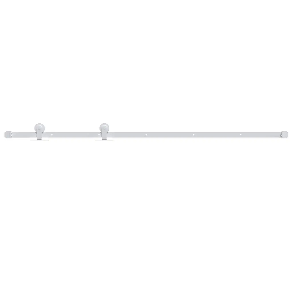Sliding Door Hardware Kit White 200cm Powder Coated Steel Track Rail for Kitchen Barn Study