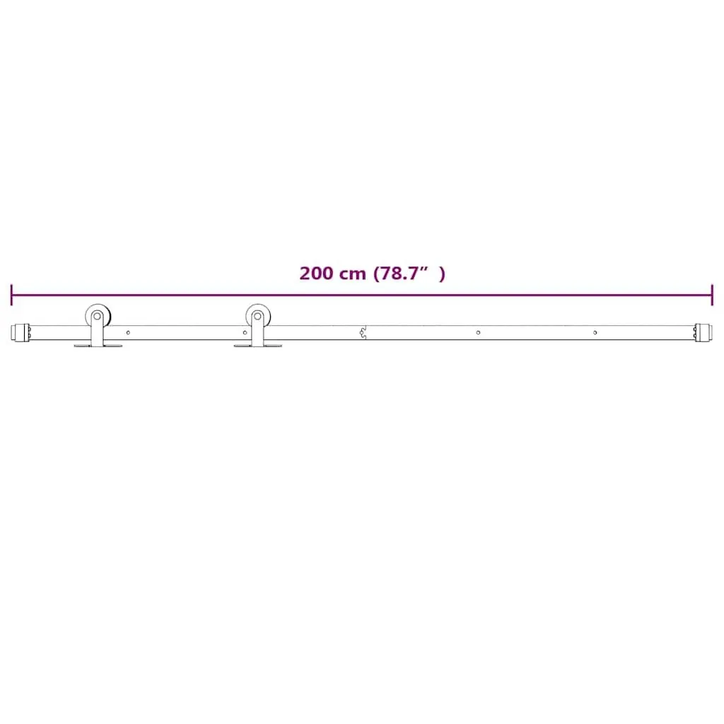 Sliding Door Hardware Kit White 200cm Powder Coated Steel Track Rail for Kitchen Barn Study