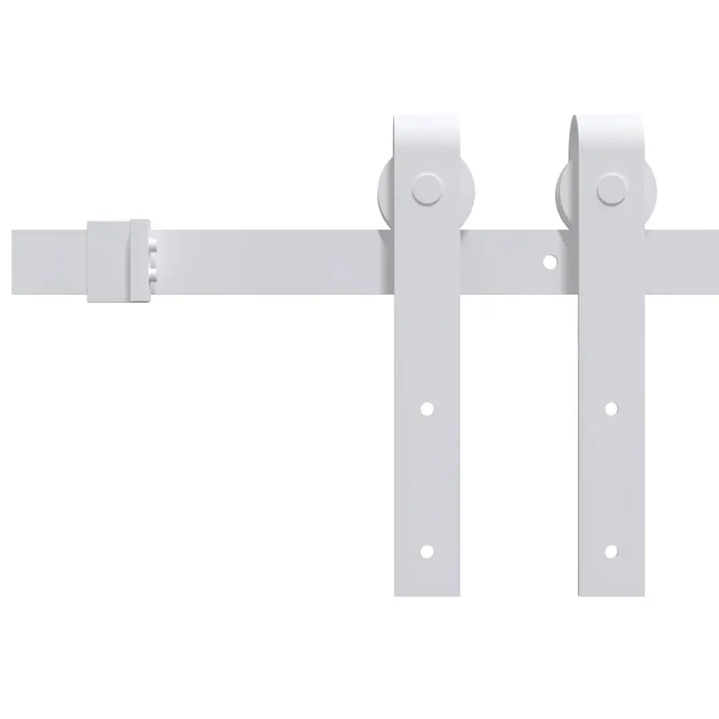 Barn Door Hardware Kit 200cm Steel White Powder-Coated Sliding Rail System