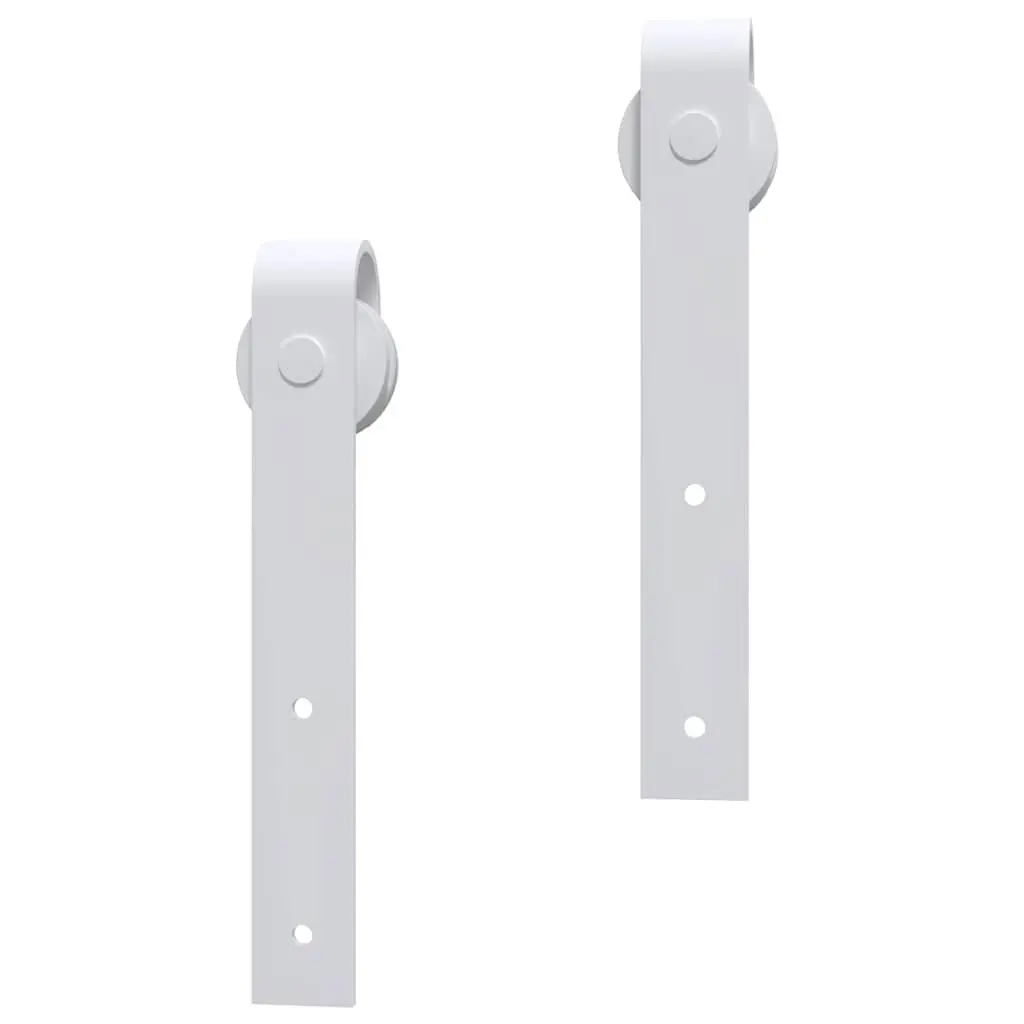Barn Door Hardware Kit 200cm Steel White Powder-Coated Sliding Rail System