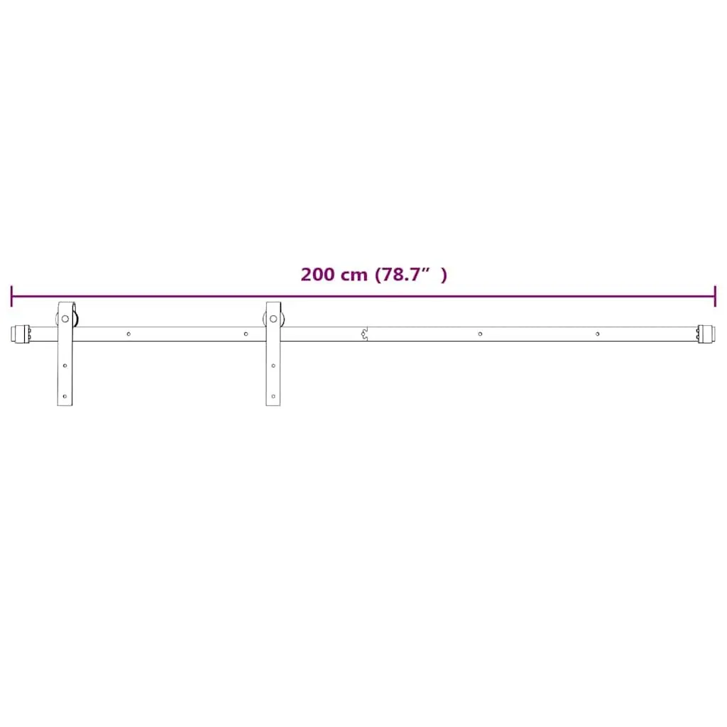 Barn Door Hardware Kit 200cm Steel White Powder-Coated Sliding Rail System