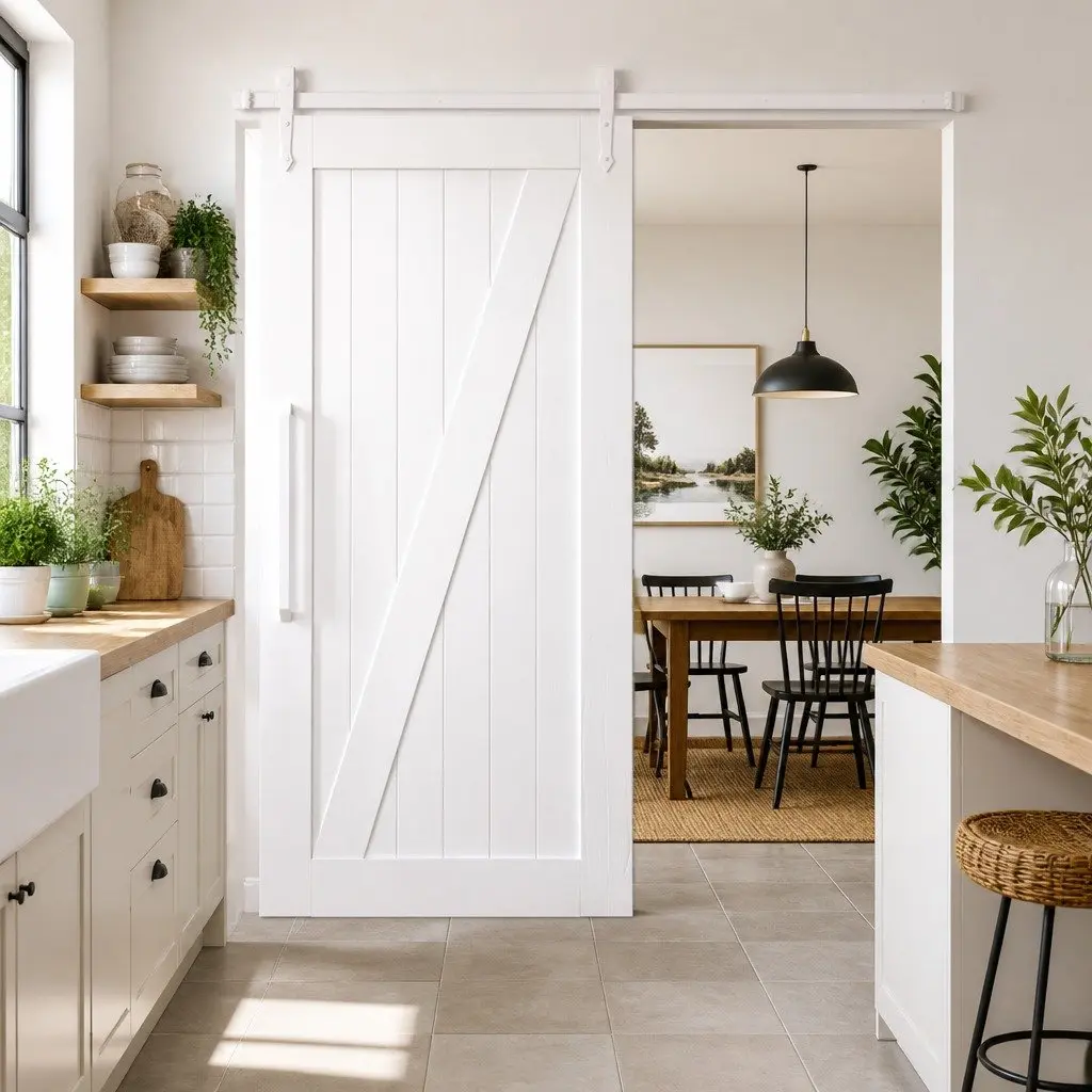 Sliding Door Hardware Kit Steel White 183cm Track Rail System
