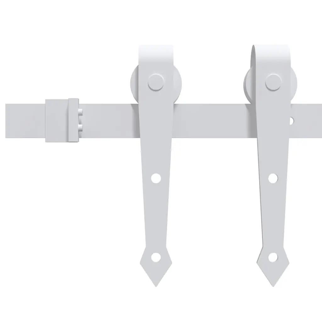 Sliding Door Hardware Kit Steel White 183cm Track Rail System