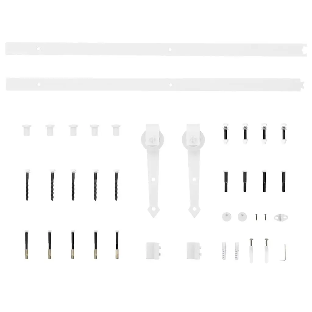 Sliding Door Hardware Kit Steel White 183cm Track Rail System