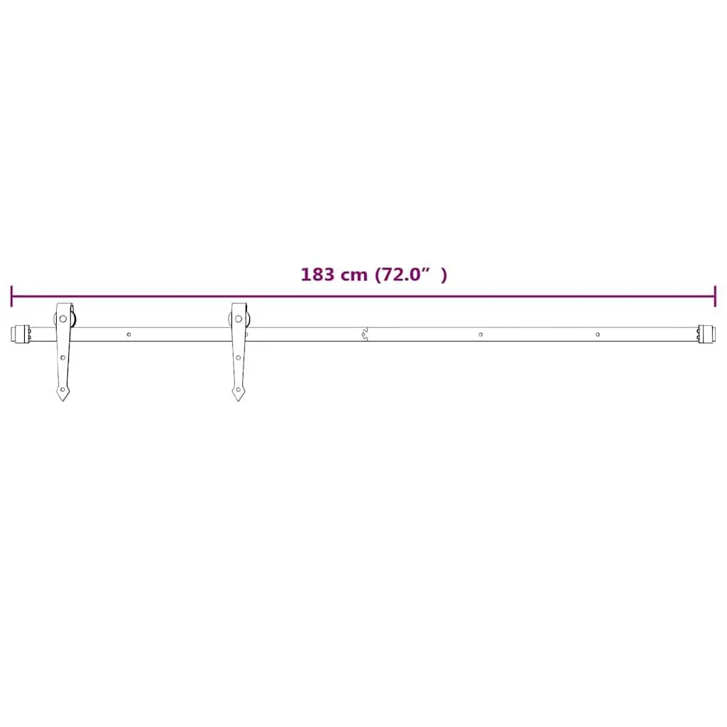 Sliding Door Hardware Kit Steel White 183cm Track Rail System