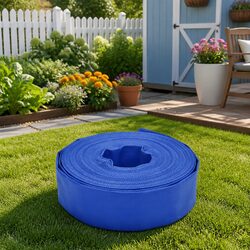Flat Hose 50 m 1.5" PVC Water Irrigation Garden Pumping Flexible Lay Coil
