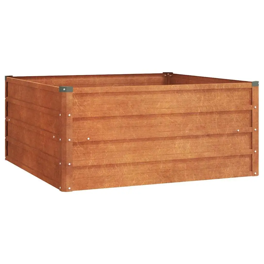Corten Steel Garden Planter Raised Bed Open Bottom Brown 100cm x 100cm x 45cm