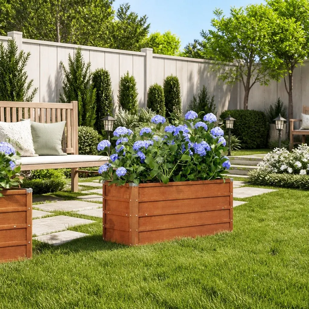 Garden Raised Bed Planter Box Corten Steel 100 x 40 x 45 cm Brown Outdoor Vegetables Herbs