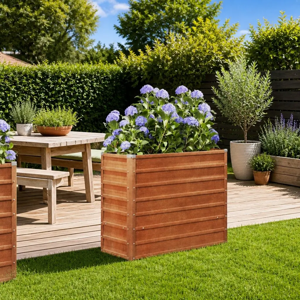 Garden Raised Bed Planter Corten Steel Weathering Brown Outdoor Vegetable Flower