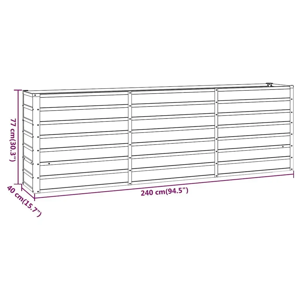 Garden Raised Bed Planter Box Weathering Steel 240 x 40 x 77 cm Brown