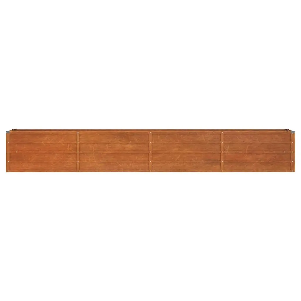 Corten Steel Open Bottom Garden Planter Raised Bed 320x40x45cm Brown for Outdoor Vegetables Flowers Herbs