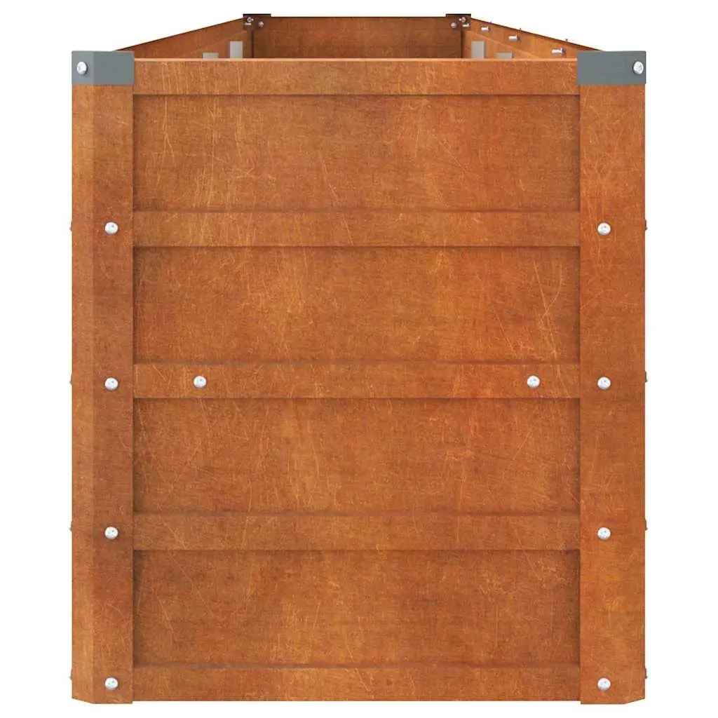 Corten Steel Open Bottom Garden Planter Raised Bed 320x40x45cm Brown for Outdoor Vegetables Flowers Herbs