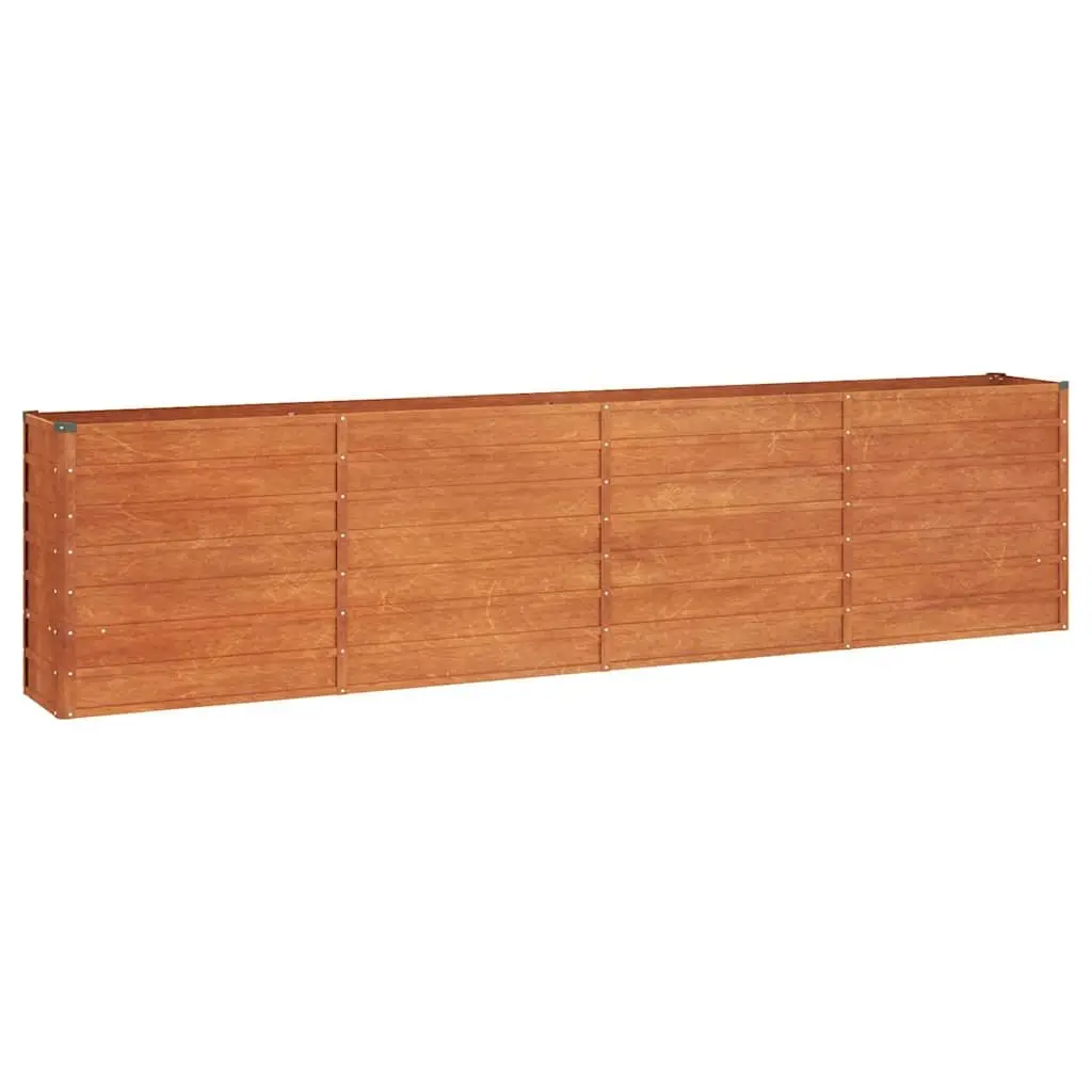 Garden Raised Bed Planter Corten Steel 320 x 40 x 77 cm Brown Outdoor Vegetable Flower Herb Pot