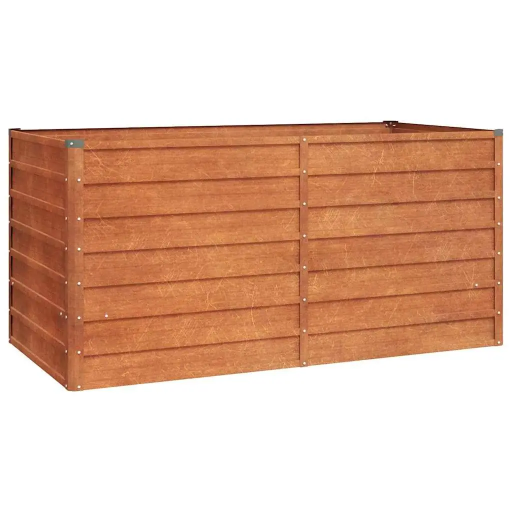 Corten Steel Outdoor Raised Bed Planter Open Bottom 160cm x 80cm x 77cm Brown Garden Vegetable Flower