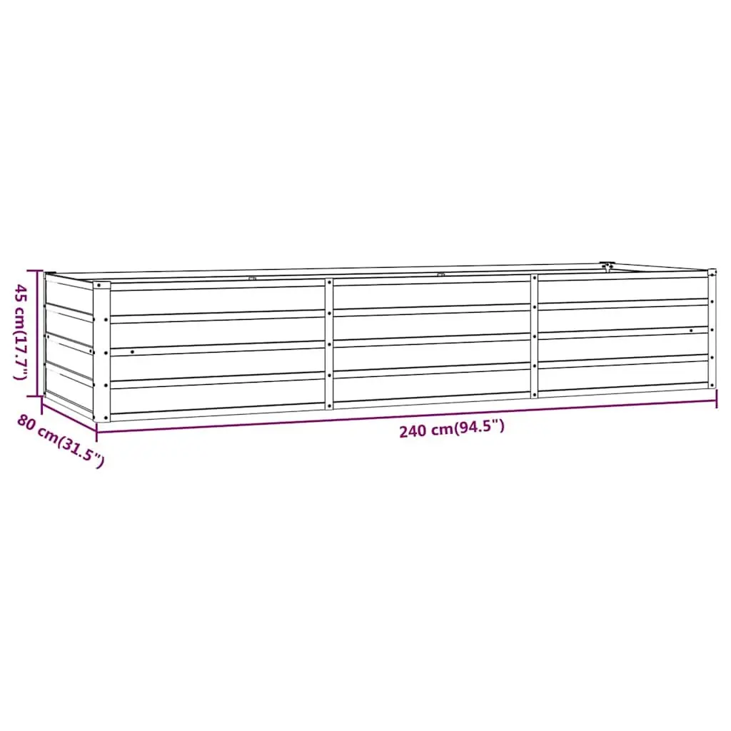 Corten Steel Raised Garden Bed Outdoor Planter Box 240x80x45cm Brown Weather Resistant