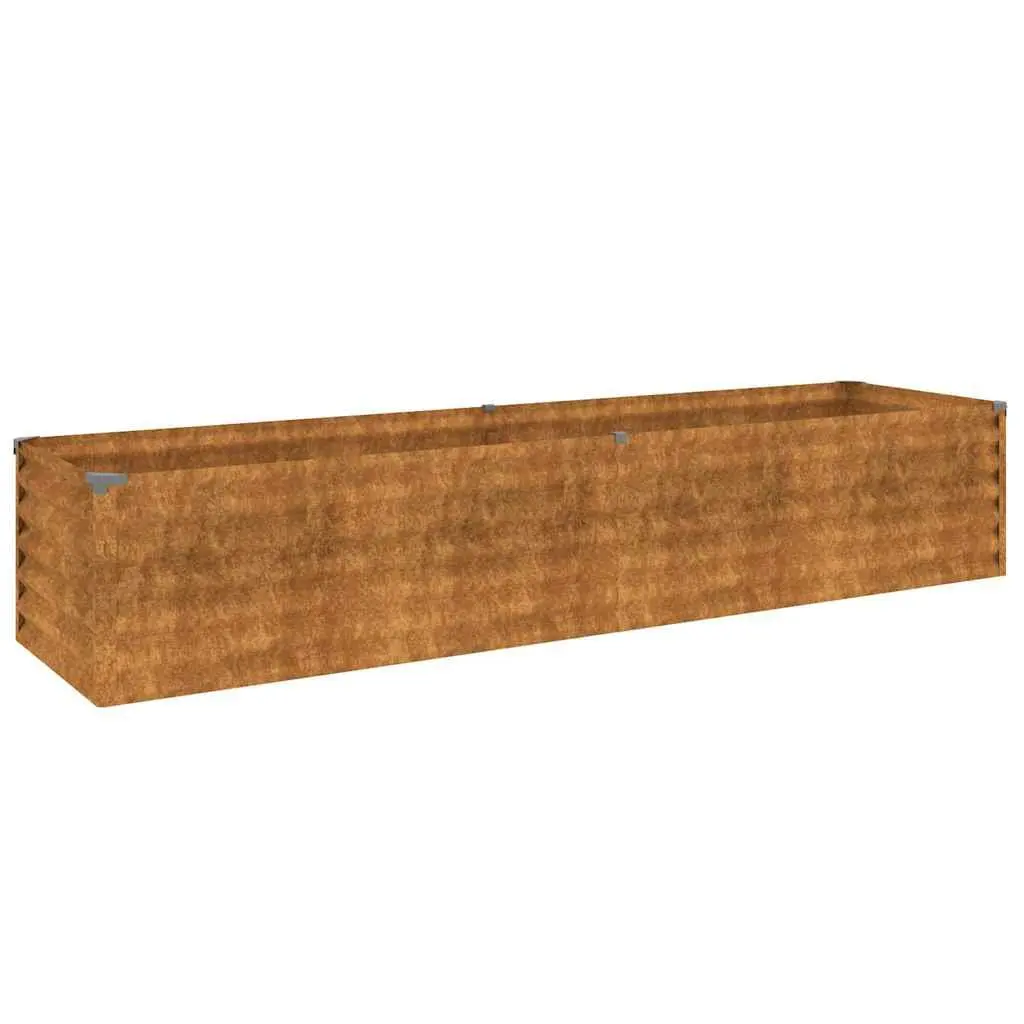 Raised Garden Bed Planter Corten Steel Brown 194x50x36cm Durable Outdoor for Vegetables Flowers