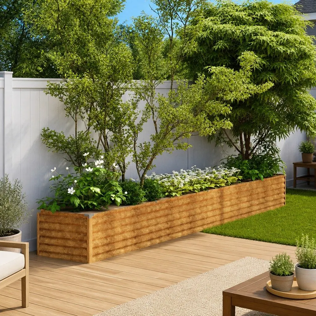 Corten Steel Planter Box Garden Raised Bed 386x50x36cm Outdoor Vegetables Herbs Flowers