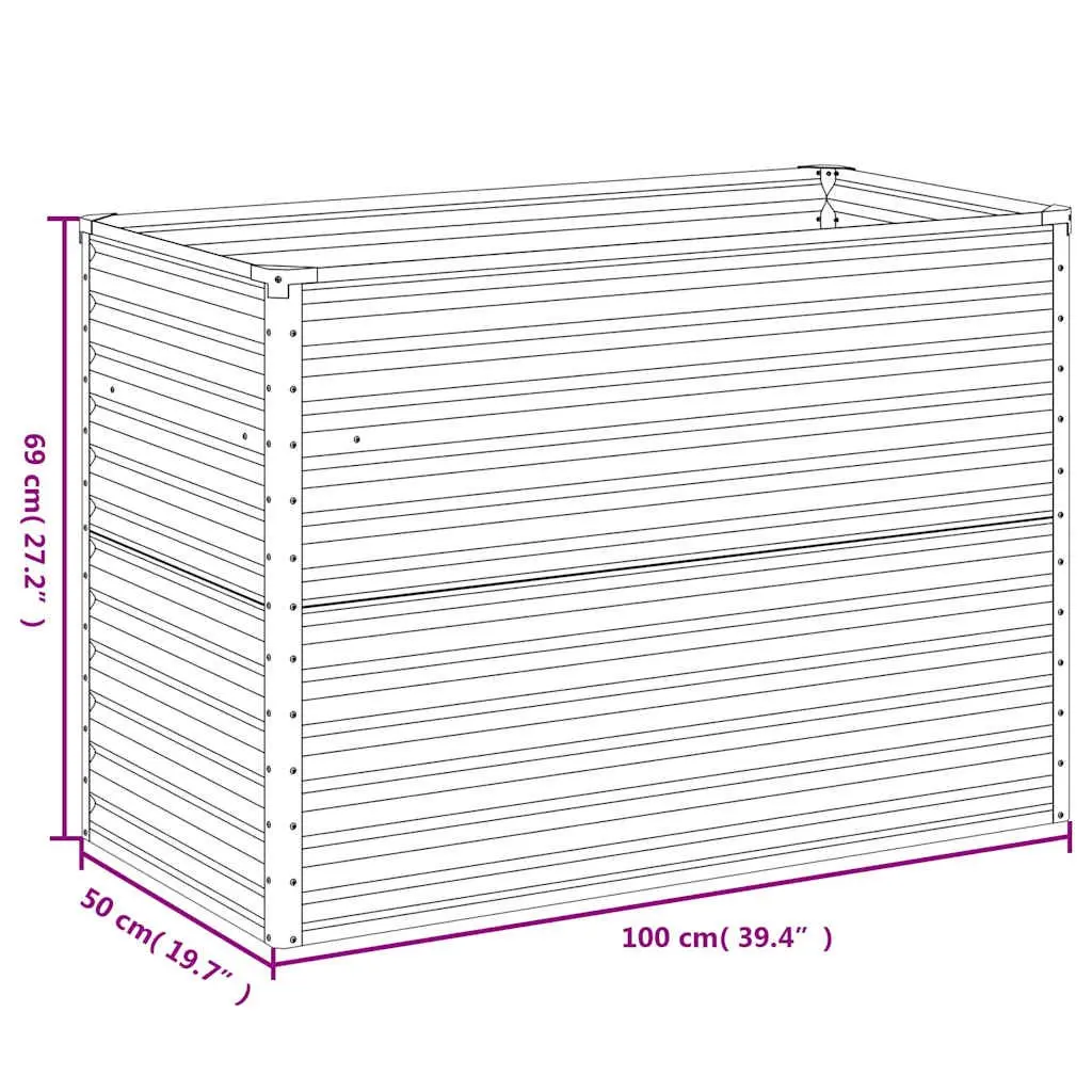 Garden Raised Bed Planter Corten Steel 100x50x69 cm Brown Weathering Outdoor
