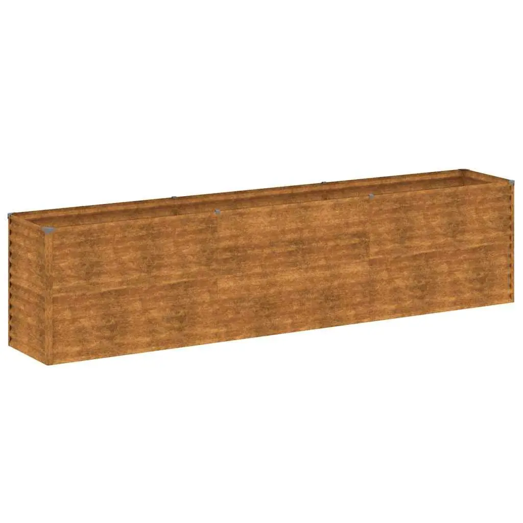 Raised Garden Bed Planter Corten Steel 291x50x69 cm Brown Outdoor Vegetable Flower Box